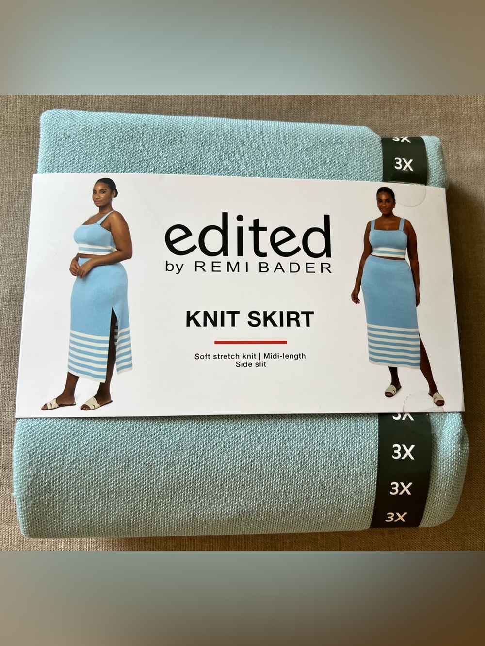 Edited by Remi Bader Light Blue Knit Midi Skirt